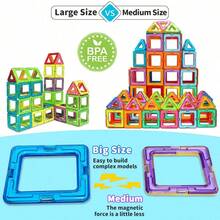 100pcs Magnetic Building Blocks, STEM Magnetic Sensory Toys, Suitable For Boys And Girls, Children's Magnetic Construction Toys For Brain Development, Preschool And Kindergarten - Multicolor - View 5