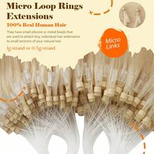 100Strands Micro Ring Loop Tip Remy Human Hair Extensions Straight Micro Beads Link Hair 0.5g/Strand Pelucas De Cabello Humano #1 Jet Black #1B Natural Black #2 Dark Brown #4 Medium Brown #6 Light Brown #24 Natural Blonde #27 Dark Blonde #60 Platinum Blonde #613 Bleach Blonde #4/27 Medium Brown/Dark Blonde #12/613 Golden Brown/Blonde #18/613 Ash Blonde/Bleach Blonde - #24 Natural Blonde - 查看 3