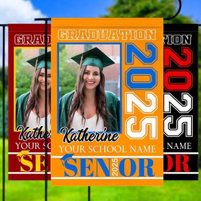 Custom Class Of 2026 Graduation Yard Flag Personalized Name School Double Sided Outdoor Garden Decor 12x18 Double Sided