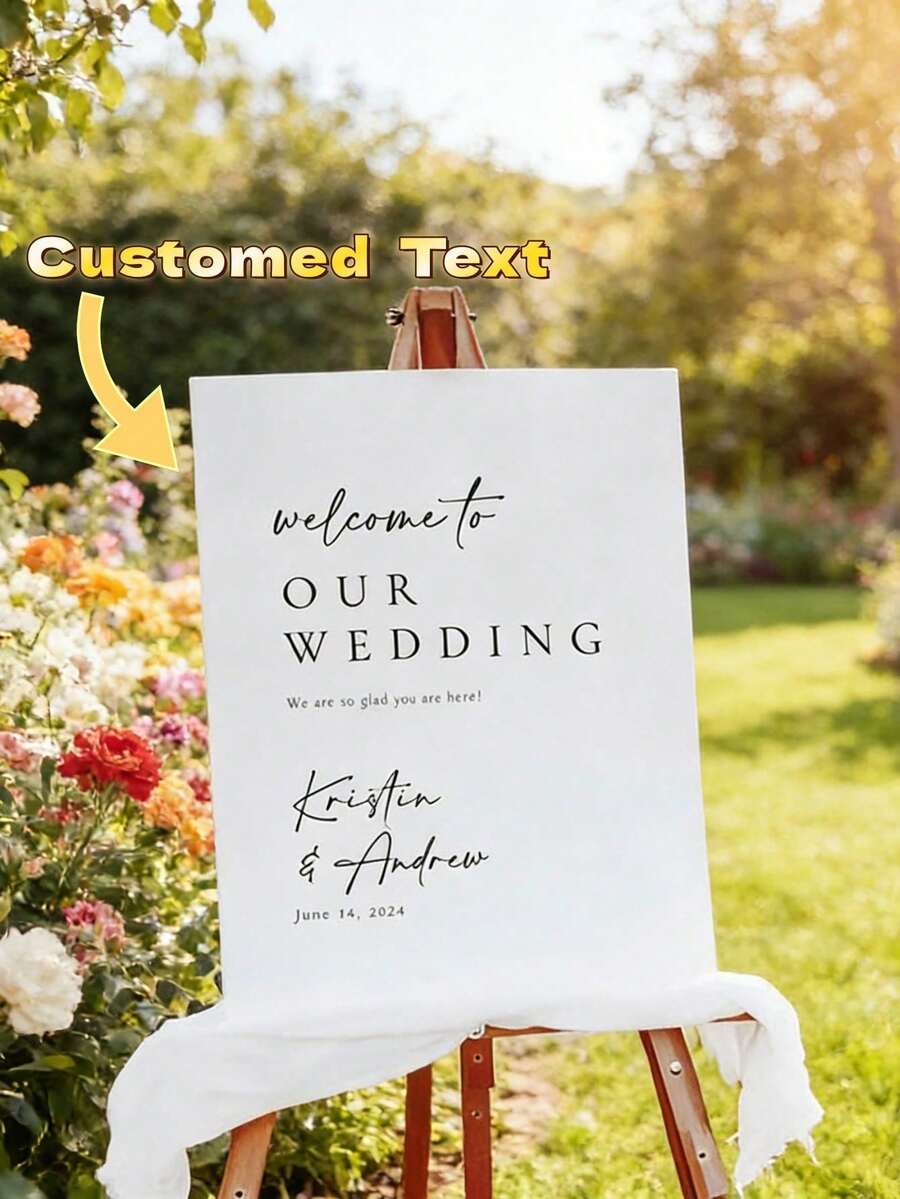 Customized PVC Wedding Welcome Sign | Vertical Artistic Decor Romantic Theme, Multi-Purpose - Multicolor - View 1