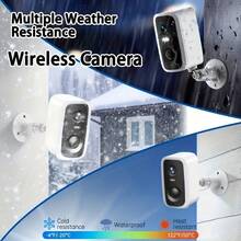 Security Camera - Wireless Outdoor Type, 2K Battery-Powered Camera, Suitable For Home Security, Equipped With Artificial Intelligence Motion Detection Function, 5G WiFi, Color Night Vision Function, Two-Way Calling Function, IP65 Waterproof Rating, Cloud Storage/SD Card Storage - trắng - Xem 2