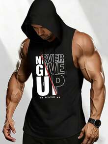 Men's Summer Fashion Casual Drawstring Hooded Vest - 黑色 - 查看 1