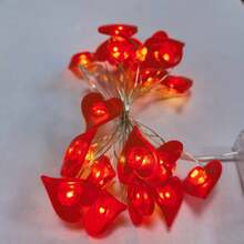 2m 20 piezas Luces de Cadena LED con Decoración de Corazón Rojo, Luces de Hadas, Alimentadas por Batería de 4.5V, Adecuadas para Boda, Vacaciones, Dormitorio, Fiesta, Ambiente, Cabecero, Habitación, Día de San Valentín, Iluminación Decorativa - Blanco Cálido - Ver 10