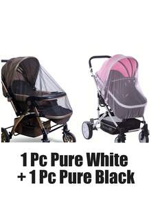 1 pieza Red mosquitera universal para cochecito de bebé, cubierta de malla de protección contra insectos para el coche de bebé con cobertura completa, agrandada y reforzada - Blanco - Ver 11