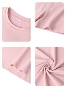 Playera Casual de Mujer, Cuello Redondo, Mangas Cortas, T-shirt Estampada de Flor Hawaiana, Femenina - Rosa - Ver 5