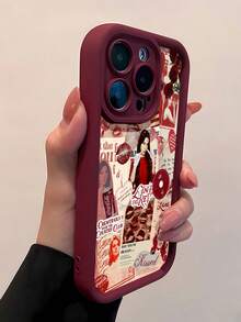 Estuche para teléfono con collage estético de  Compatible con estuches para teléfonos ,  17,  16 Pro Max,  15 Pro Max,  13 y  12 Diseño elegante y artístico con un aire vintage y elementos románticos Resistente al agua, a las caídas, a los arañazos y a la suciedad Un regalo perfecto para los amantes de la música y el arte, ideal para cumpleaños y ocasiones especiales - Burdeos - Ver 4