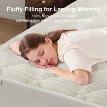 Fleece Mattress Topper Queen, Warm Sherpa Mattress Pad, CloudLike Soft Bed Cover For Winter, Deep Pocket Fits Up To 21, Machine Washable - WhiteQueen - View 2