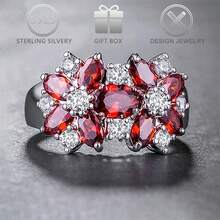 1 pièce Bague en argent sterling 925 avec design floral en zircone cubique élégante, convient pour le port quotidien, les banquets, les mariages, la Saint-Valentin et les cadeaux d'anniversaire pour femmes - Argent - Voir 3