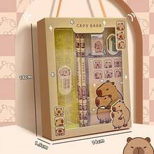 Juego de papelería infantil (incluye estuche): 5 piezas de papelería con dibujos animados (lápiz, borrador, sacapuntas, regla y cuaderno) | Ideal para la vuelta al cole, regalos y tareas escolares. - Camel - Ver 6