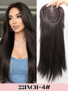 Middle Part Long Straight Hair With Black Brown Hairpin Bangs High Temperature Fiber Large-Area Hand-Knitted Hairpiece Hair Topper Clip In Hair Extensions Wig On The Top Of The Head No Need To Wear A Wig Cap Long Straight Hair In Middle Part Synthetic Natural Fluffy Bangs Wig - Multicolor - View 15