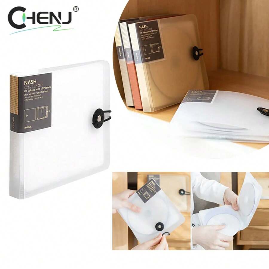 Caja de plástico transparente para CD, soporte para DVD, billetera, bolsa de almacenamiento, funda organizadora, caja para álbum de CD y DVD con hebilla NDYH - A5 - Ver 1