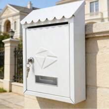 Zamykana zewnętrzna skrzynka pocztowa z okapem – wymiary 217*70*300 mm, wersja czarno-biała, zamek na klucz, idealna do użytku zewnętrznego w domu i biurze - 217*70*300 mm - Zobacz 5