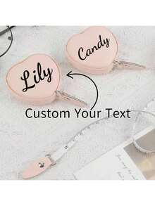 1pc Customized Engraved Heart-Shaped Mini Retractable Tape Measure, Can Customize Logo Or Name, Lead-Free, Suitable For Clothing And Fabric Measurement - Multicolor - View 7