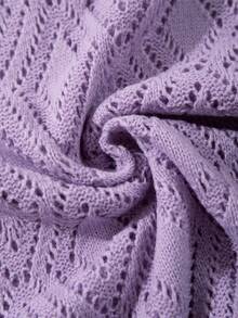 Camiseta de punto de manga corta con cuello polo, diseño elegante de nicho, patrón de cuadrícula de diamante sólido minimalista y holgado, para hombre, versátil para ir al trabajo, primavera/verano - Morado - Ver 10