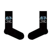 1双卡通数字67袜子，中文67复古卡通黑色背景数字67嘻哈趣味生日派对礼物，男女通用 - 黑色 - 查看 4