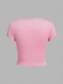 Disney 4件套印花图案时尚女式收腰圆领短袖T恤，春秋季组合装 - 彩色 - 查看 6