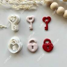 2件套爱情锁和钥匙造型软陶模具，适用于婚礼、派对、礼物、耳环制作、情人节等场合，可用于制作珠宝首饰。 - Lock and Key - 查看 1