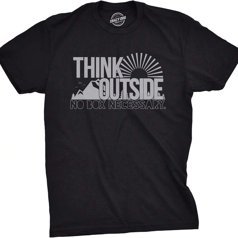 Crazy Dog hir - Camiseta divertida para hombre Think Ouide No Box Necessary Cool Summer Sunshine Outdoor Nature (negra) - XL - Camiseta Drtidas - Negro 2 - Ver 1