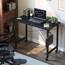 Rolling Computer 32 Inch Desk With Wheels, Wroking Small Desk For Living Room, Modern Simple Style Table For Home Office, Study Writing Table, Caster, Black, 32 Inch - Đen - Xem 3