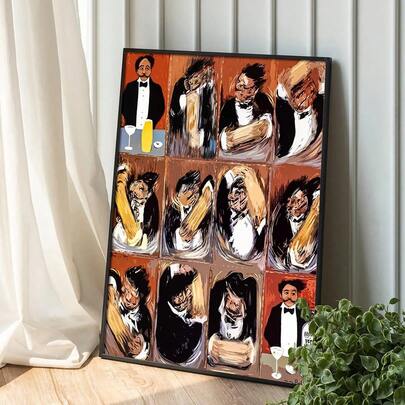 1pc Frameless Wall Art Poster,Guy Buffet The Making Of Perfect Martini Print,Vintage Food & Drink Poster, Bar Decor, Retro Bar Print, Spirit Art,Bedroom Decoration,Home Decor,Room Decoration Posters,Bathroom Accessories,Posters For Bedroom,Birthday Woman