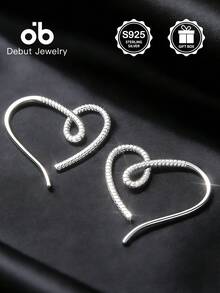 一对S925纯银心形耳环，低过敏性，经典设计，高品质珠宝礼品，适合日常佩戴和派对场合，情人节礼物，附赠礼盒 - 心形耳環 - 查看 2