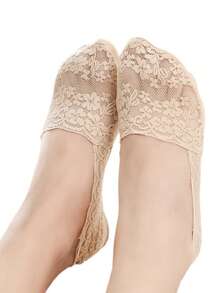 女士夏季薄款透气防滑隐形蕾丝船袜透明休闲低帮袜 - 彩色 - 查看 5