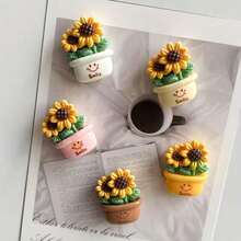 5/10个向日葵冰箱贴，彩色装饰磁贴，个性化冰箱贴纸，适用于厨房、办公室、白板、储物柜、洗碗机、厨房和家居装饰、节日礼物和派对小礼品 - 多色 - 查看 6