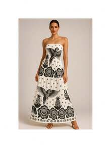 VESTIDO LONGO TOMARA QUE CAIA ESTANPA FLORAL LEVA ELASTEX - Multicolorido - Visão 8