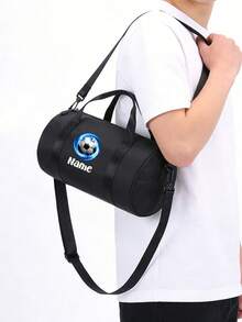 Customizable Back To School Mini Personalized Sports Bag, You Can Add Name, Text Or Pattern. It Features A Football Theme Design, Perfect For Various Sports And Daily Use, Such As Outings, Workouts, Travel, Shopping And Beach Activities. An Ideal Gift For Any Occasion, Especially Christmas! Personalized Customization Service Provided. - Black - View 7