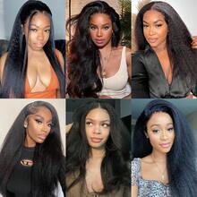 Uveous Glueless Wig Kinky Straight Human Hair Lace Front Wigs 13x4 HD Lace Pre Cut Pre Plucked Invisible Knots Wear And Go Yaki Straight Wig For Women 250% Density - Natural Black - 查看 8