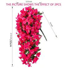 1株人造三角梅，抗紫外线，适合室内/室外盆栽、花瓶、家居装饰、门廊、花园、婚礼、春夏装饰、情人节礼物 - 玫色 - 查看 3