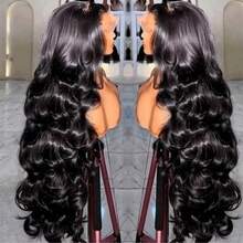 26英寸水波纹蕾丝前假发，真人混纺发丝，200%密度，13x4/13x6高清透明前假发，真人发丝，预先拔毛，无胶假发，水波纹假发，女士款，自然黑色，8英寸-34英寸混纺发丝 - 自然色&黑色系 - 查看 8