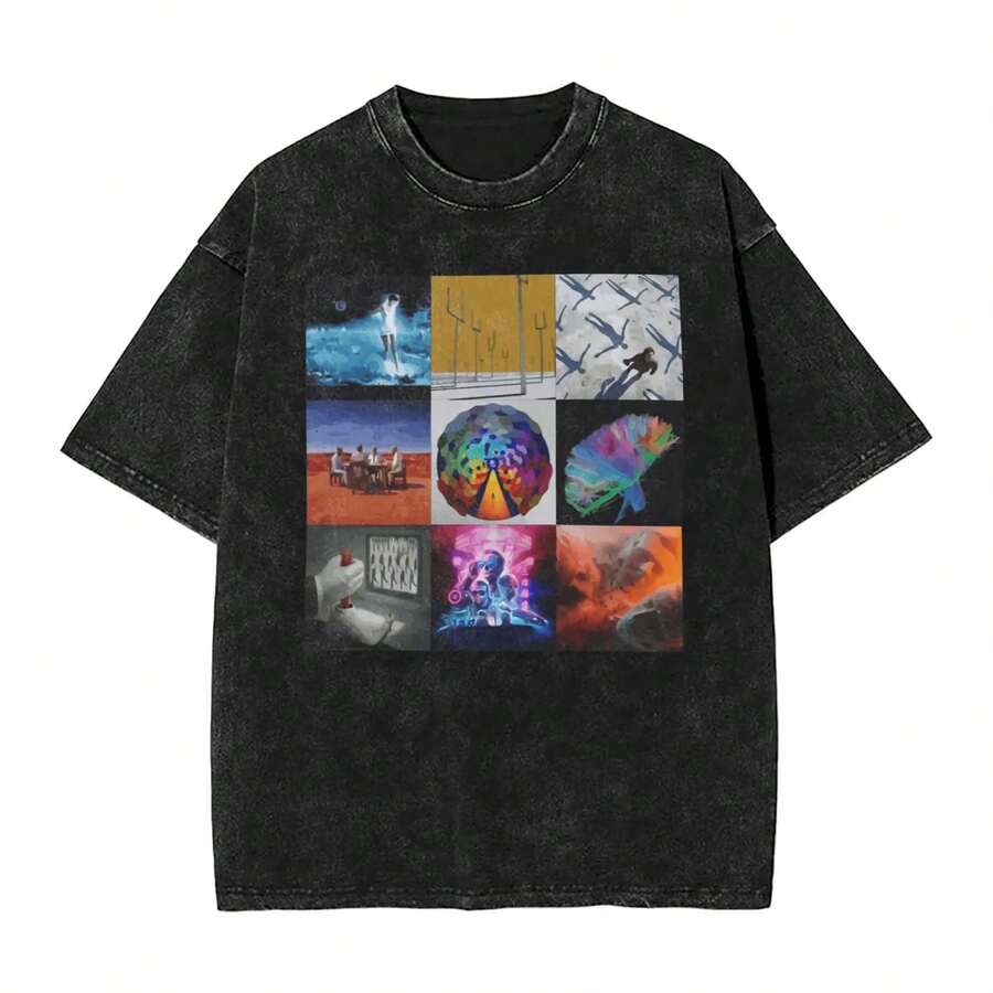 Muse Band T Shirt Washed The Resistance Album Humorous Tee Shirt Short Sleeve Crewneck T-Shirts 100% Cotton Printing Tops - 黑色 - 查看 1