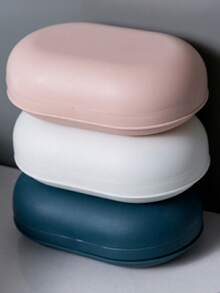 1pc/3pcs Set Minimalist Travel Soap Dish With Cover And Drainage Holes, Creative Household Bathroom Soap Holder Storage Box - Multicolor - View 15
