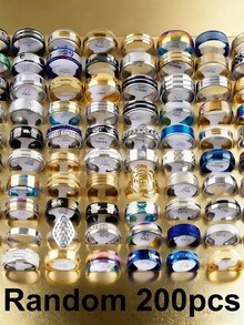 5/10/20/50/100/200pcs/Pack Stainless Steel Mixed Style Random Delivery Rings, Size 17mm - 21mm, Wholesale Men's Rings - Multicolor - View 18