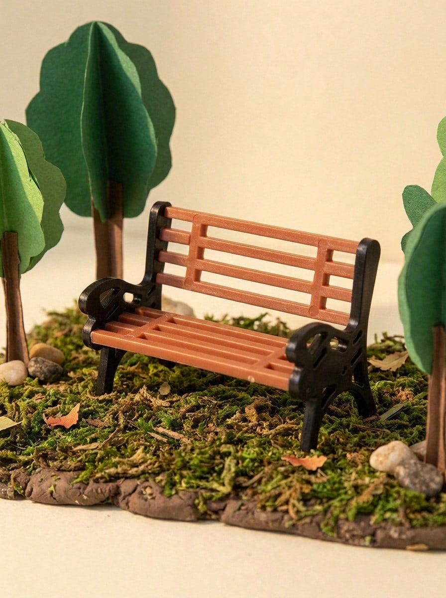 微型公园长椅,手工 DIY 小雕像景观长椅模型,花园装饰,青少年微型创意娃娃屋配件 - 彩色 - 查看 1