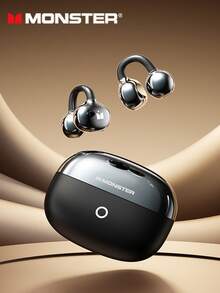 MONSTER D08 优雅商务蓝牙耳机，蓝牙 6.0 立体环绕声，高清音乐，游戏，降噪，超长续航，适用于智能手机、电脑的无线耳塞，节日礼物 - 黑色 - 查看 12