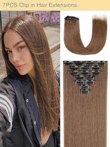 Clip In Hair Extensions 7pc Set Long Straight Hair Extension Synthetic Hairpieces For Women Girls Daily Use - Multicolor - View 13