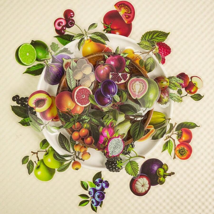 56 miếng dán hình cây và quả sống động như thật - Chất liệu PET trong suốt dùng trang trí sổ tay và đồ thủ công DIY. - 56 CÁI - Xem 1