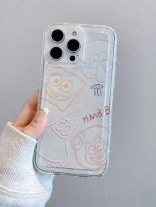1pc Fashionable Cartoon Creative Line Peeping Spongebob & Starfish & Squirrel Pattern Breathable Shock-Proof Phone Case Cover Compatible With Samsung/Apple 17/16/15/14/13/12/11 Pro Max/12 Pro/14 Plus Etc. - Multicolor - View 3