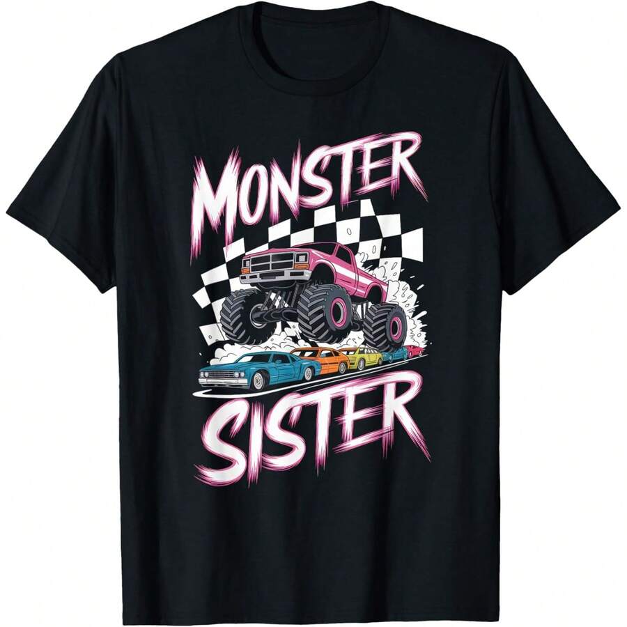 Monster Truck Sister Monster Truck Are My Jam Truck Lovers T-Shirt - màu đen - Xem 1