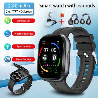 LIGE's New Smart Earphone Watch Has A 2.01-Inch Square High-Definition Large Screen, Integrated Earphone Watch, Multiple Sports Modes, Alarm Clock Reminder, And Music Playback