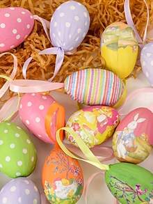 12/6/1pc Colorful Foam Hanging Egg Decorations, Easter Tree Decor, Birthday Party Home Decoration Indoor Ornaments - Multicolor - View 5