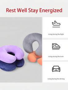 U-Shaped Portable Comfortable Breathable U-Shaped Pillow, Airplane Neck Pillow Unisex Soft Neck Pillow Suitable For Travel, Car, Home, Office, Airplane And Study, Inflatable Neck Pillow Outdoor Essential Travel Gear, Summer Camping, Soft - Multicolor - View 9