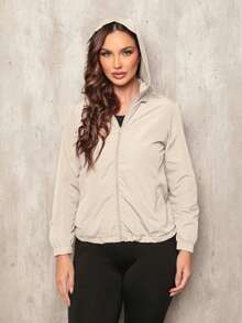 Women's Plain Windbreaker Jacket, Waterproof, Cold Weather, Dry Fit Windbreaker Blouse, Water Resistant, Lined Hood - Kem - Xem 6