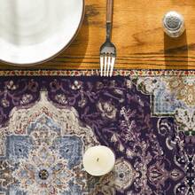 1pc Bohemian Style Purple Table Runner, Spring Countryside Magical Carnival Kitchen Dining Table Decor, Home Party Decoration - Purple - View 4