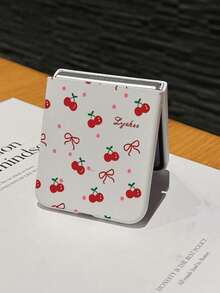 1pc Fashionable And Simple Skin Feel PC Material Cute Cherry Bow Element Folding Phone Case, Can Protect And Prevent Falling: Compatible With SamsungGalaxy Zflip 3/Zflip 4/Zflip 5/Zflip 6/Zflip 7/ Razr 50 Ultra/ Razr 60 Ultra/ Razr 60/ Rolla Razr 50/Galaxy Z Flip7 FE - White - View 7