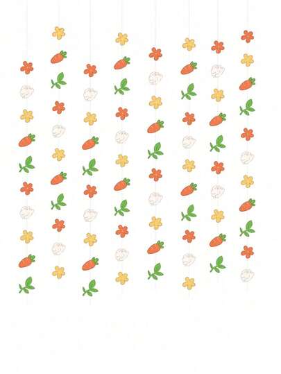 Bunny Garland Easter Party Decorations Cute Rabbit Carrot Banner Hanging Streamers For Birthday Classroom Home Office Decor Garden Pet Animal Spring Tea Party Supplies