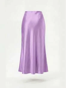 YROOE Fashion Dames Casual Elegante Stretch Satijnen Rok - Mauve paars - Bekijken 6