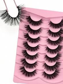 7 pares de pestañas postizas de gato de ojos largos y esponjosos, pestañas postizas de visón 3D falsas, pestañas largas y suaves con banda transparente, pestañas rizadas y postizas - Pestañas Fluffy - Ver 8